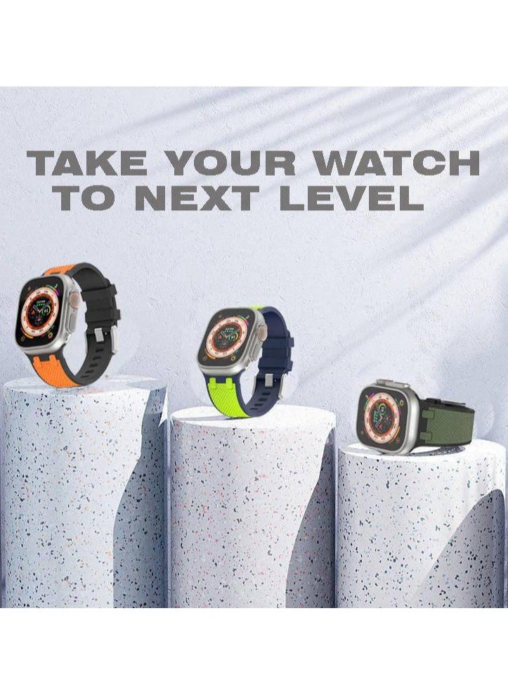 Generic - Luxury Sport Durable Rugged Watch Band for Apple Watch Ultra 1/2 49mm 46mm 45mm 44mm 42mm, Soft Silicone Rubber Strap for iwatch Series 10 9 8 7 6 5 4 3 2 1 SE - Image 1