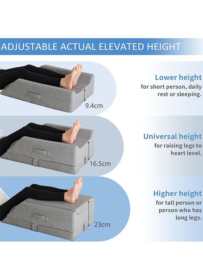 Angju Angju Leg Elevation Pillows,Cooling Memory Foam Leg Lift Pillow for After Surgery Or Rest,Adjustable Wedge Pillow for Sleeping, Knee Pillow for Blood Circulation,Sciatica Back Knee Pain Relief  - Image 3