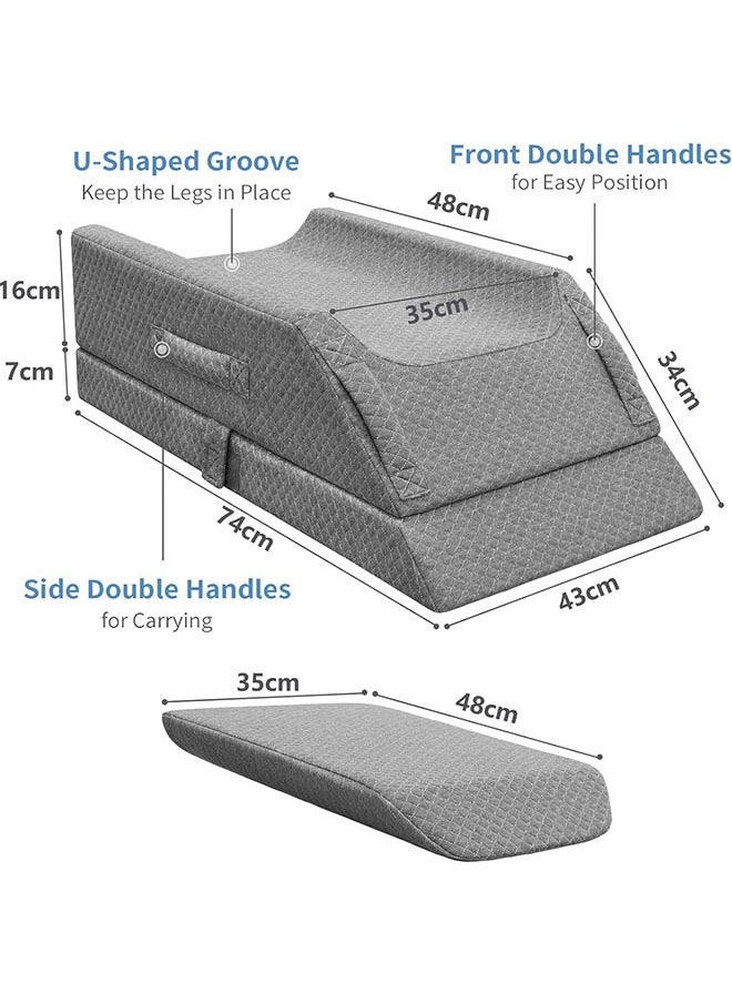 Angju Angju Leg Elevation Pillows,Cooling Memory Foam Leg Lift Pillow for After Surgery Or Rest,Adjustable Wedge Pillow for Sleeping, Knee Pillow for Blood Circulation,Sciatica Back Knee Pain Relief  - Image 4