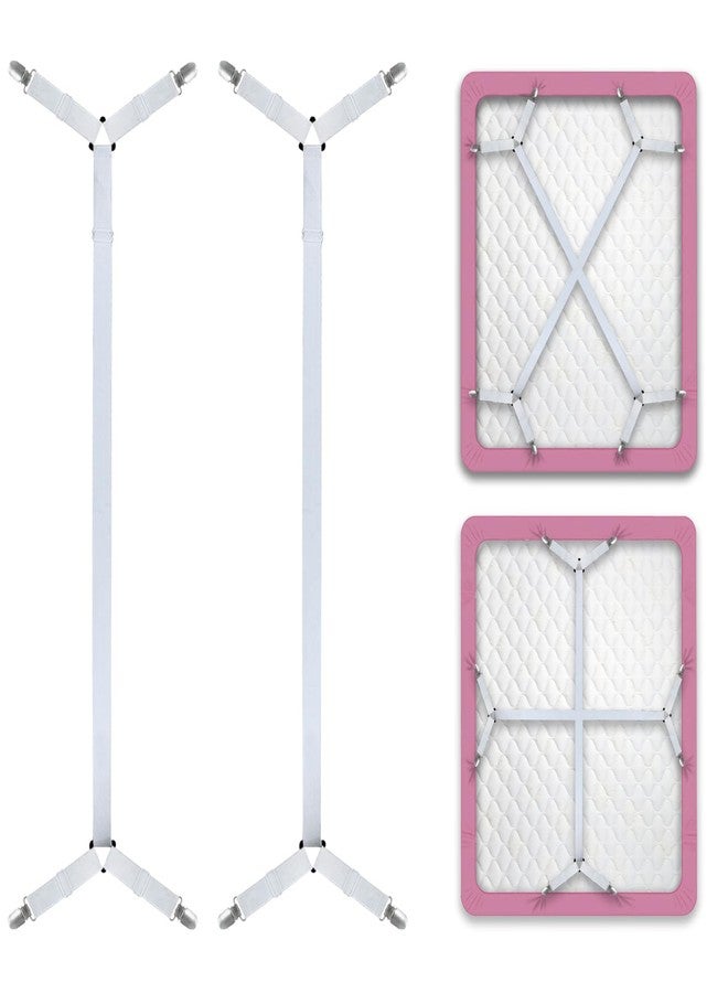 Bozenu Bed Sheet Straps/Fitted Sheet Holders for Corners - Keep Your Bed Sheets Firm & Tight with Premium Bed Scrunchies, Sheet Clips White-2Pack - Image 1