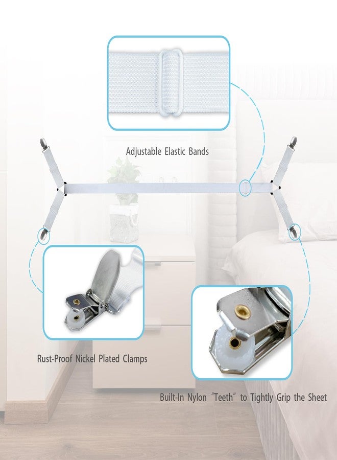 Bozenu Bed Sheet Straps/Fitted Sheet Holders for Corners - Keep Your Bed Sheets Firm & Tight with Premium Bed Scrunchies, Sheet Clips White-2Pack - Image 3