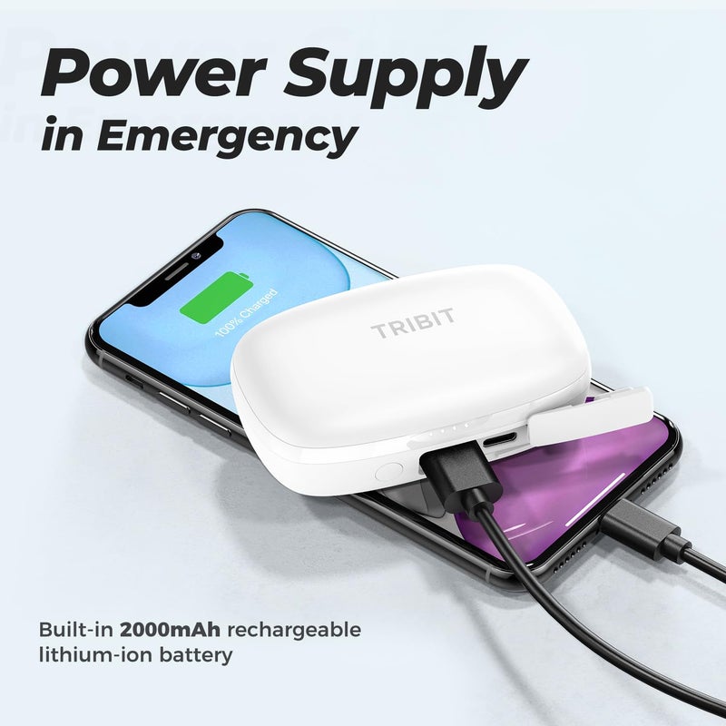 Tribit Wireless Earbuds, 110H Playtime Bluetooth 5.3 IPX8 Waterproof Call Noise Reduction Bluetooth Earbuds Headphones with Mic Earphone in-Ear Wireless Earphones, Flybuds 3 White - Image 3
