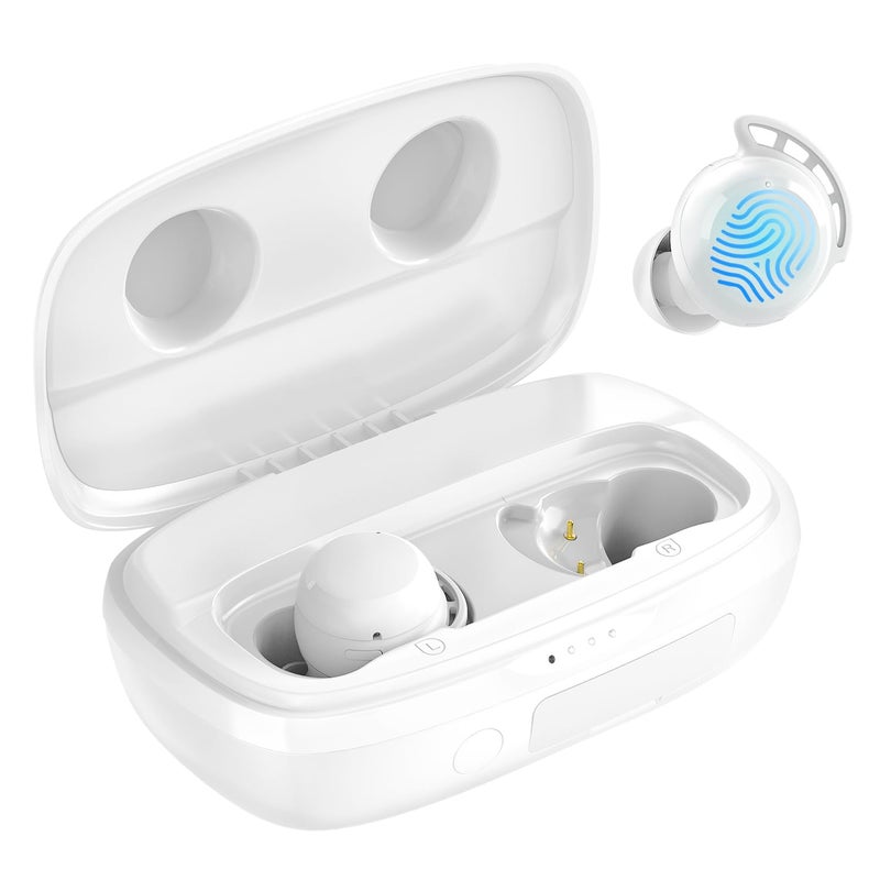 Tribit Wireless Earbuds, 110H Playtime Bluetooth 5.3 IPX8 Waterproof Call Noise Reduction Bluetooth Earbuds Headphones with Mic Earphone in-Ear Wireless Earphones, Flybuds 3 White - Image 1