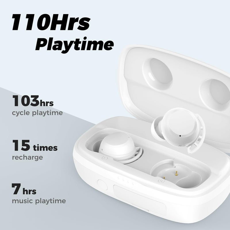 Tribit Wireless Earbuds, 110H Playtime Bluetooth 5.3 IPX8 Waterproof Call Noise Reduction Bluetooth Earbuds Headphones with Mic Earphone in-Ear Wireless Earphones, Flybuds 3 White - Image 2