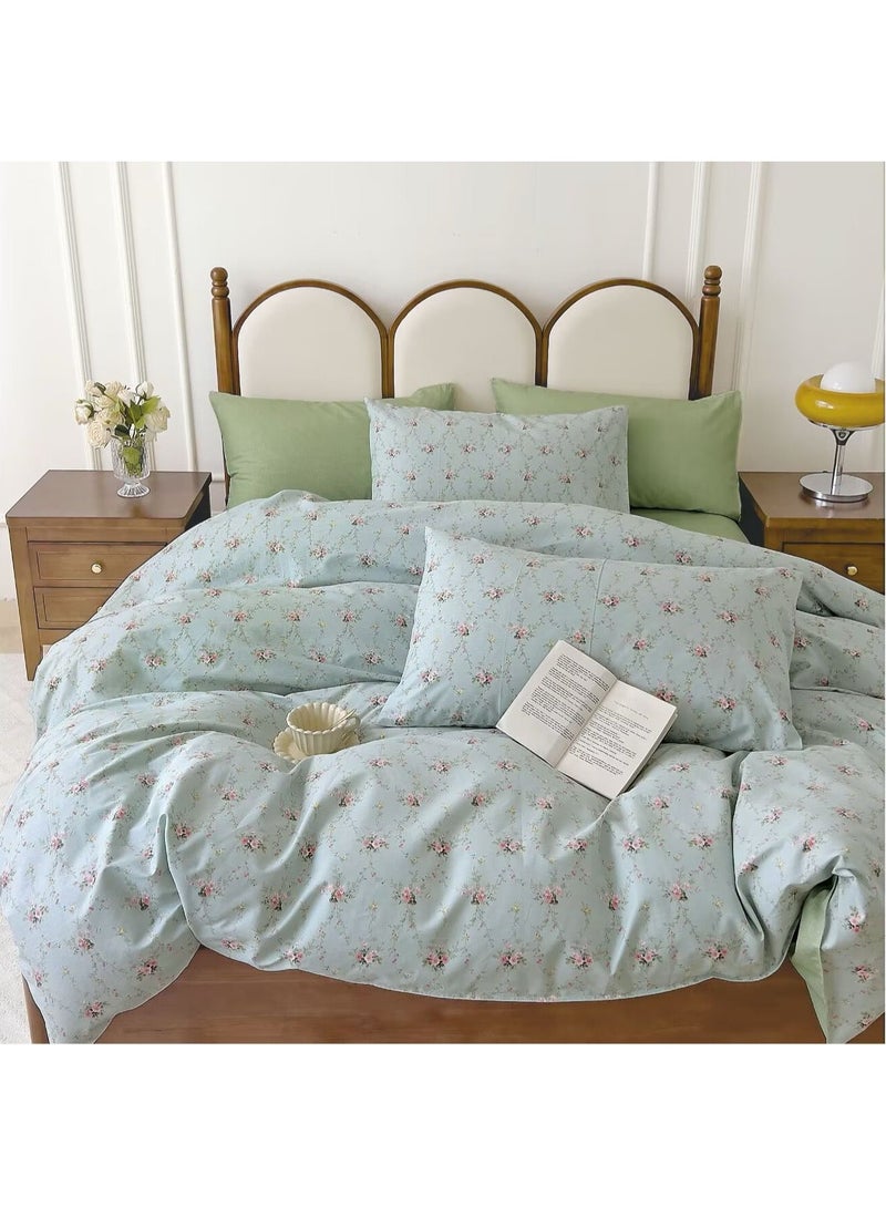 Duoduo home غطاء لحاف عالي الجودة 100% قطن، حجم ملكي، مجموعة 6 قطع مع غطاء لحاف 220*240 سم وشيت ملائم و4 أغطية وسائد