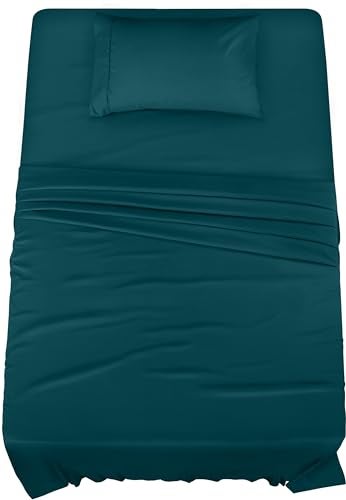 Utopia Bedding Twin Bed Sheets Set 3 Piece Bedding Brushed Microfiber Shrinkage and Fade Resistant Easy Care Teal Green