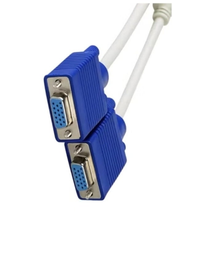 VGA Splitter Cable – 1 Male to 2 Female (15-Pin VGA Y Cable) – Monitor Display Duplicator for PC, Laptop, Projector - Image 3