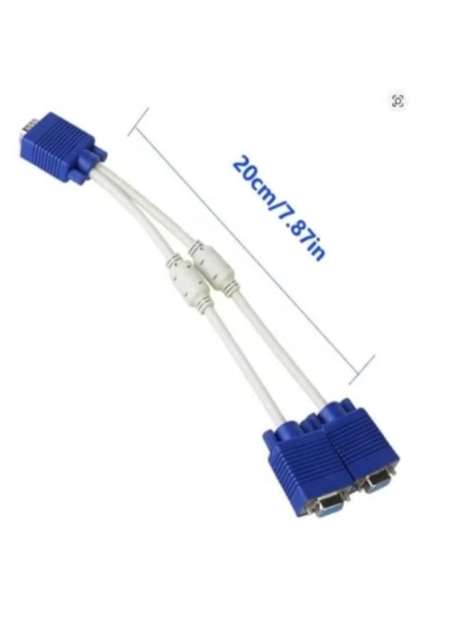 VGA Splitter Cable – 1 Male to 2 Female (15-Pin VGA Y Cable) – Monitor Display Duplicator for PC, Laptop, Projector - Image 4