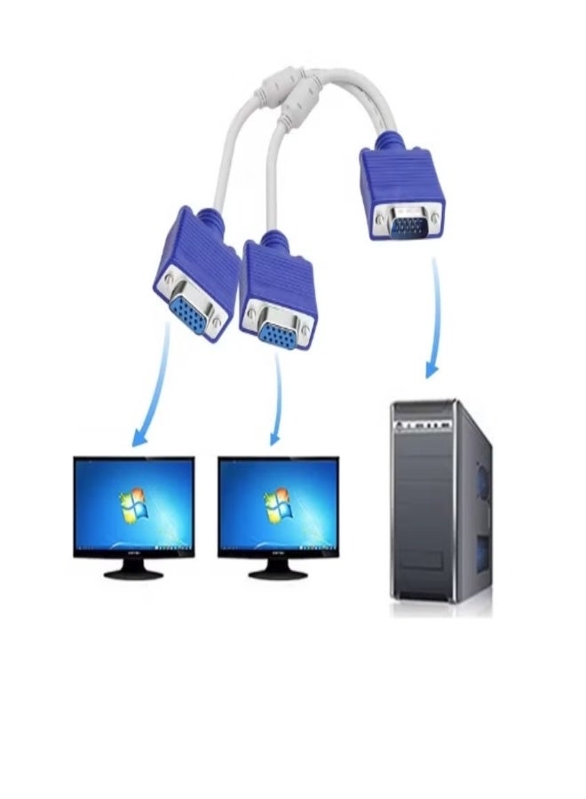 VGA Splitter Cable – 1 Male to 2 Female (15-Pin VGA Y Cable) – Monitor Display Duplicator for PC, Laptop, Projector - Image 5