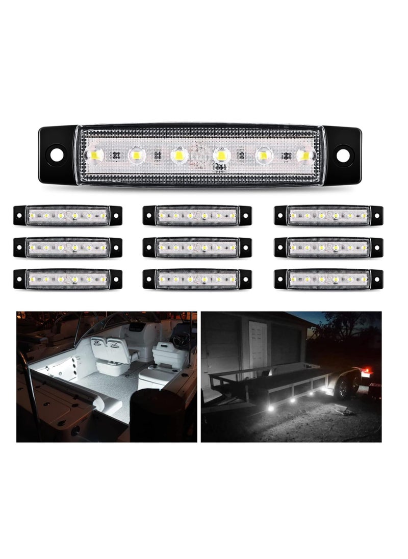 Excefore 10PCS 3.8” 6LED White LED Indicator Light Truck Camper Side Marker Marine Boat Stern Yacht Kayak Sailboat Trailer Bus RV Clearance 12V DC, 2 Years Warranty  - Image 1