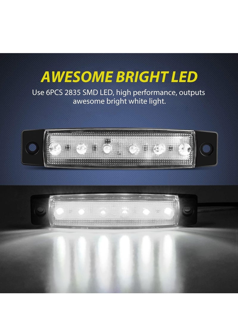 Excefore 10PCS 3.8” 6LED White LED Indicator Light Truck Camper Side Marker Marine Boat Stern Yacht Kayak Sailboat Trailer Bus RV Clearance 12V DC, 2 Years Warranty  - Image 3