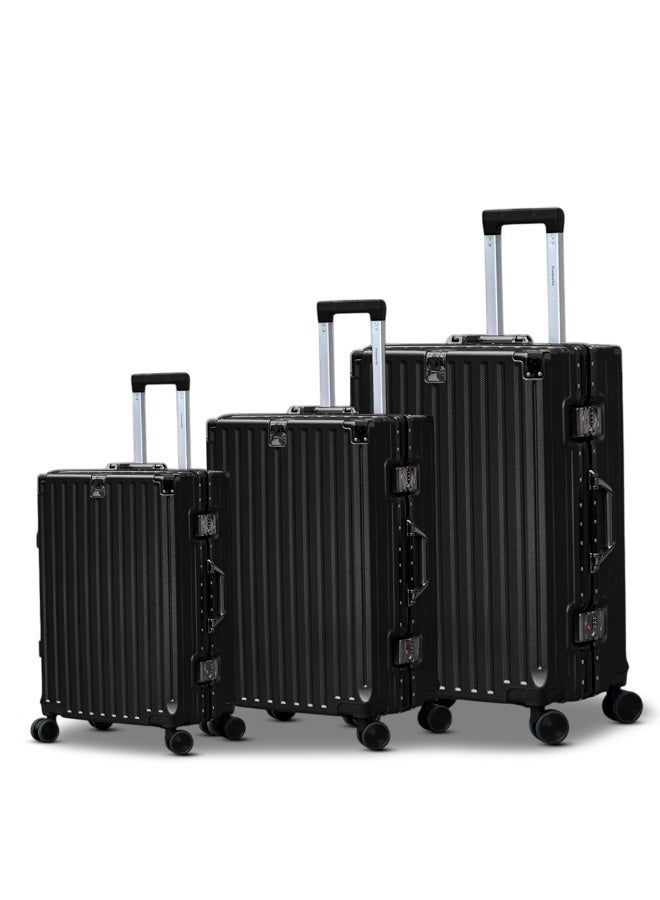 ZAAPPY Aluminum Frame 3-Piece Luggage Set (20/24/28 Inch) - with USB Port, Bottle & Phone Holder - Image 1