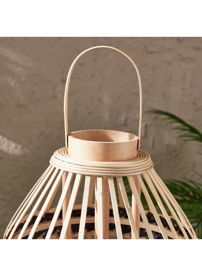 ديكر فانوس من الخيزران والخشب مع زجاج نذر 30.5X32.5X45.5 سم - Image 3