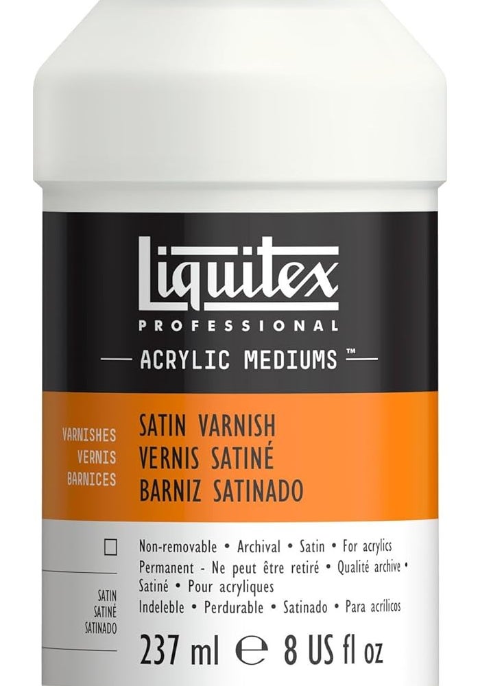 Liquitex Professional Satin Varnish - 8 Fl Oz (237 ml) - Archival, Non-Removable, Water-Resistant Finish - Image 1