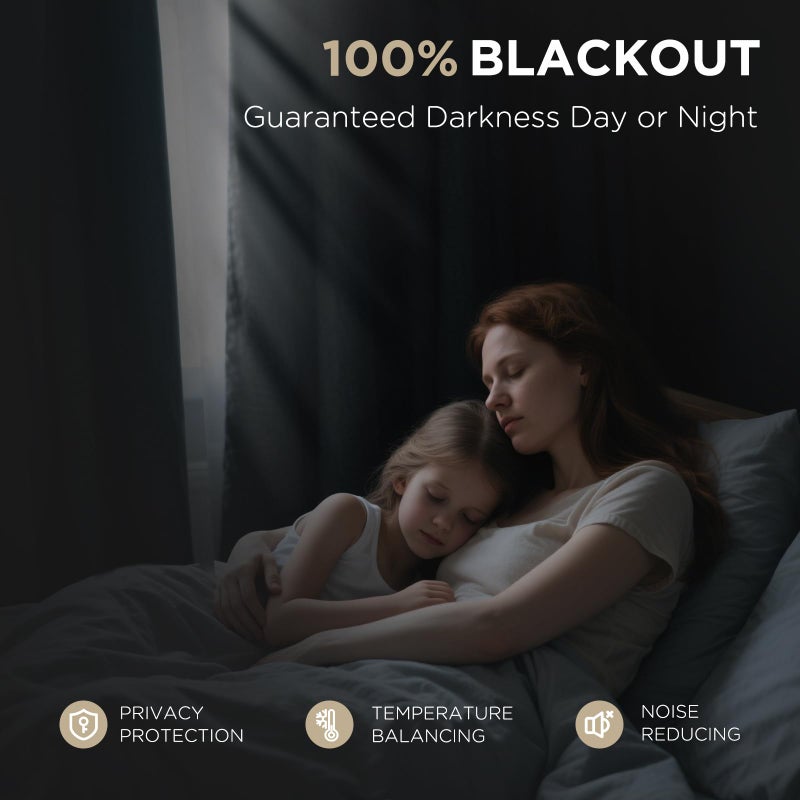 Joydeco Blackout Curtains for Bedroom - 108 Inch Long 100% Light Blocking 2 Panels Beige Drapes, Thermal Insulated Room Darkening Curtains, Linen Textured for Living Room, Rod Pocket & Back Tabs - Image 3