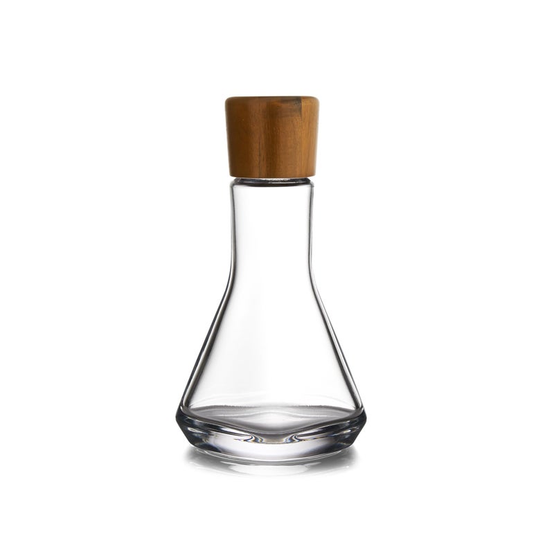 Namb Vie Decanter 10Inch Square Glass Liquor Whiskey Carafe with Rounded Acacia Wood Stopper Modern Barware Drinkware Accent for Wine Spirits Cocktails Home Bar