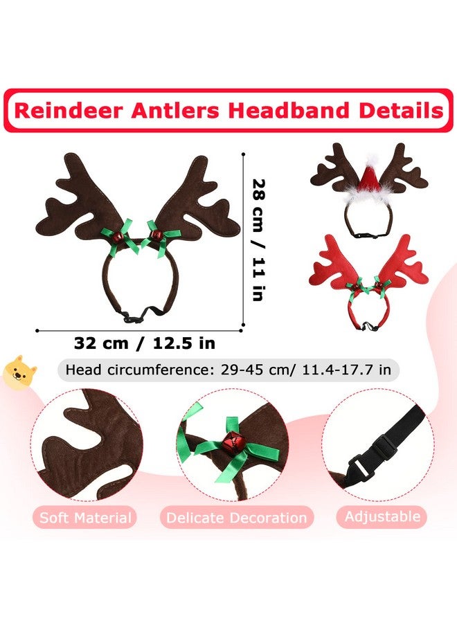 ريجيناري مجموعة من 6 قطع من أزياء الكلاب لعيد الميلاد، 3 عصابات رأس على شكل قرون الرنة والأيائل و3 أوشحة وإكسسوارات أزياء الرنة للحيوانات الأليفة لعيد الميلاد - Image 3
