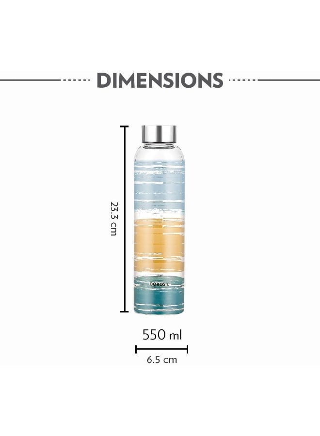 BOROSIL 550Ml Artisan Glance Water Bottle With Steel Lid - Image 4