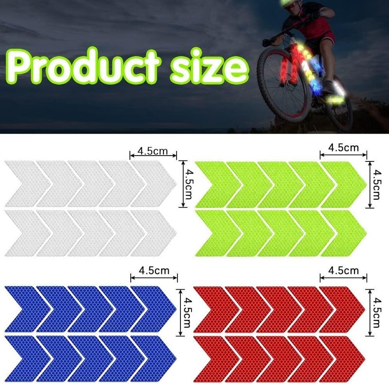40pcs Safety Reflector Stickers, Warning Night Visibility Adhesive Stickers, Arrow Decals Reflective Tape, for Bicycle Motorcycle Cycling Vehicle, Four Colors - Image 2