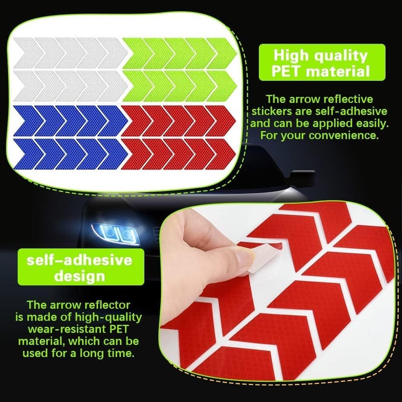 40pcs Safety Reflector Stickers, Warning Night Visibility Adhesive Stickers, Arrow Decals Reflective Tape, for Bicycle Motorcycle Cycling Vehicle, Four Colors - Image 3