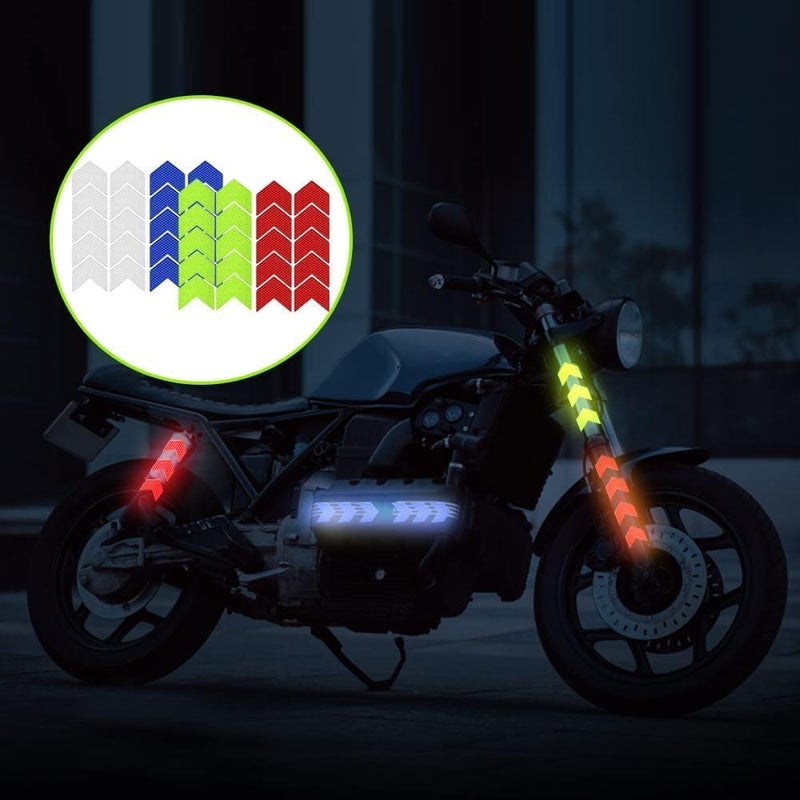 40pcs Safety Reflector Stickers, Warning Night Visibility Adhesive Stickers, Arrow Decals Reflective Tape, for Bicycle Motorcycle Cycling Vehicle, Four Colors - Image 5
