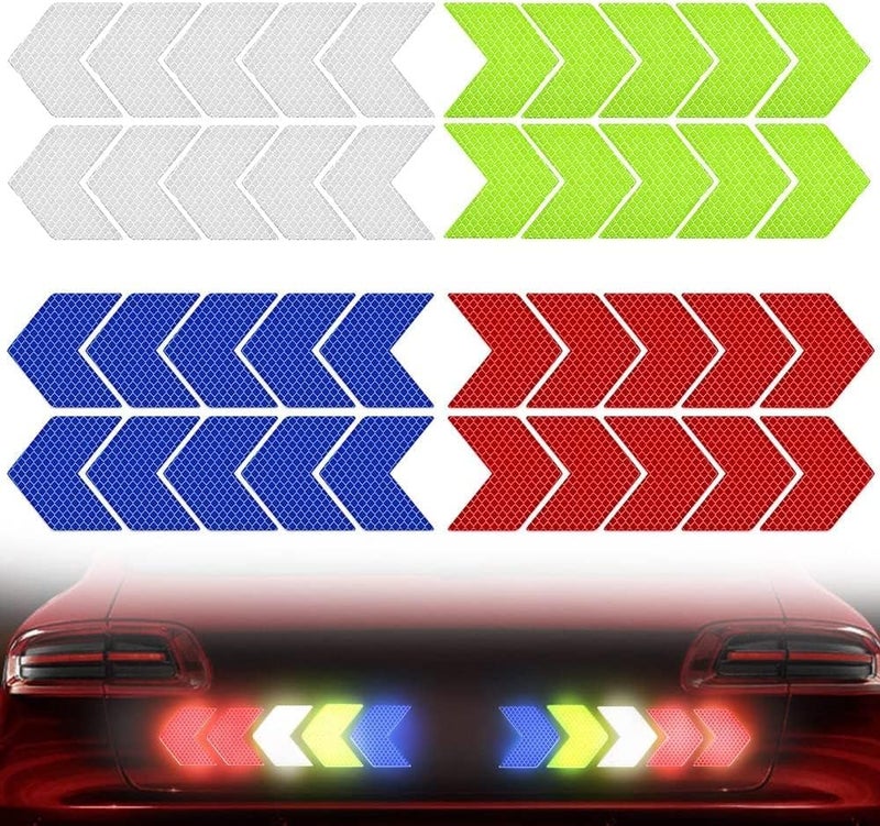 40pcs Safety Reflector Stickers, Warning Night Visibility Adhesive Stickers, Arrow Decals Reflective Tape, for Bicycle Motorcycle Cycling Vehicle, Four Colors - Image 1