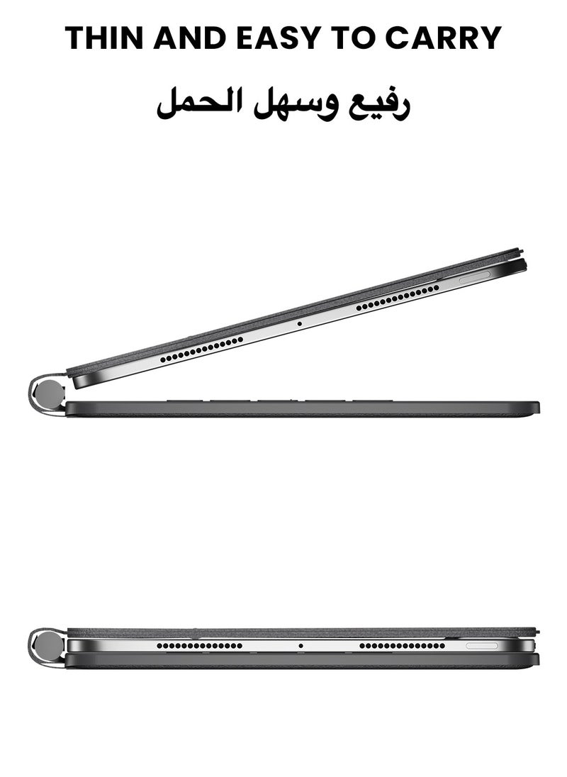 TinyMoose - SpacePad Pro Magic Keyboard for iPad – 5-Way Multi-Touchpad, LED Display, 7-Color Backlit, Scissor Keys, Bluetooth 5.0, Adjustable Stand – Compatible with iPad Air 4/5, iPad Pro 11 (2018–2022), iPad Air 11 (2024) – Carbon Black – Supports English & Arabic - Image 1