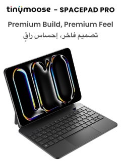 تاينيموس لوحة مفاتيح سحرية تاينيموس SpacePad Pro للآيباد – كيبورد آيباد متعدد الوظائف مع لوحة لمس 5 اتجاهات، شاشة LED، إضاءة خلفية بـ7 ألوان، مفاتيح مقصية، بلوتوث 5.0، مع غطاء خلفي مغناطيسي، لوحة تتبع ذكية بإضاءة خلفية باللغتين العربية والإنجليزية – متوافق مع iPad Air 4 و 5، iPad Pro 11 إنش (2018-2022)، و iPad Air 11 إنش (موديل 2024) – لون أسود كربوني  - Image 3