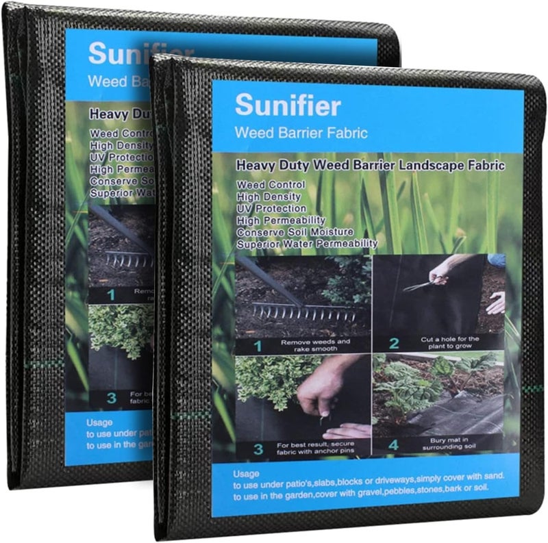 Sunifier Garden Weed Barrier Fabric, Heavy Duty Landscape Fabric, Ground Cover Weed Blocker Cloth, Landscaping Fabric for Garden, Vegetable Bed, Path Way (2ft x 100ft) - Image 1
