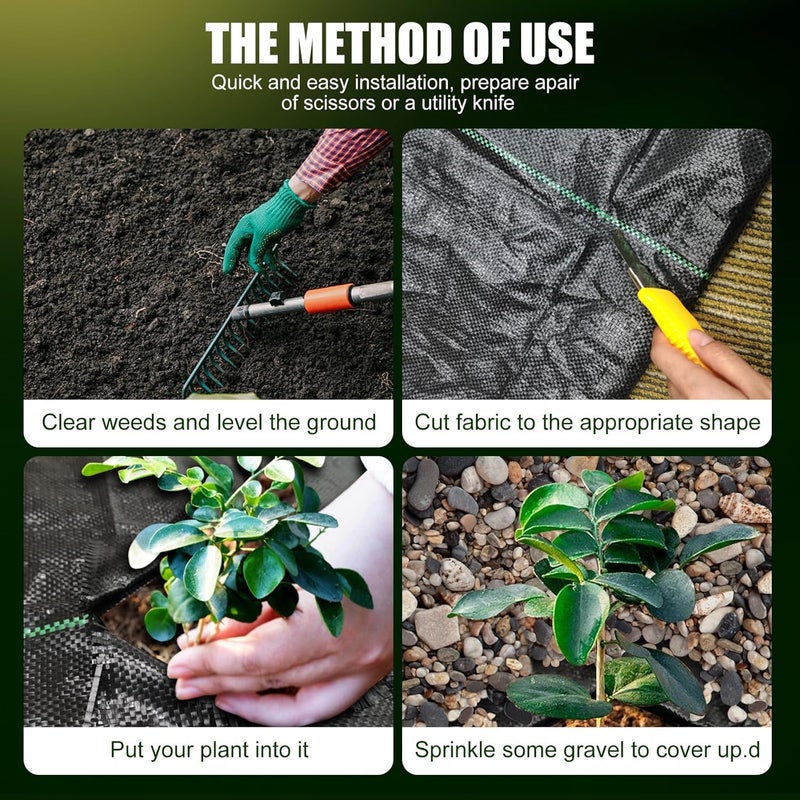 Sunifier Garden Weed Barrier Fabric, Heavy Duty Landscape Fabric, Ground Cover Weed Blocker Cloth, Landscaping Fabric for Garden, Vegetable Bed, Path Way (2ft x 100ft) - Image 5