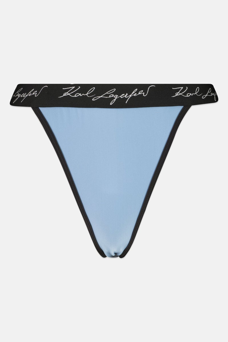 Karl Lagerfeld بيكيني سفلي بشعار العلامة التجارية للنساء، أزرق غامق - Image 1