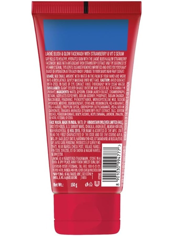 LAKME FACEWASH BLUSH & GLOW STRAWBERRY 150G - Image 2