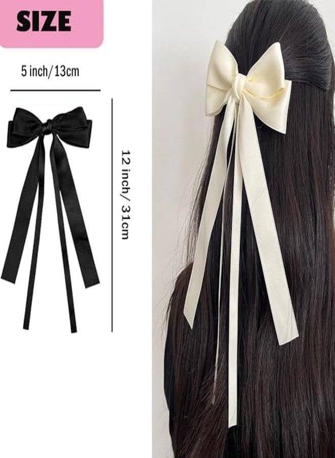 Cerun 2 Psc Premium Hair Clip Pink Satin Hair Ribbon Bows with Long Tail for Women Girls - Cute Hair Accessories for Hair Design - Image 3