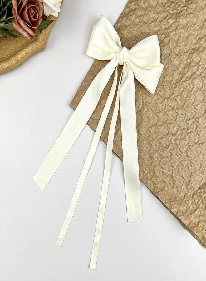 Cerun 2 Psc Premium Hair Clip Pink Satin Hair Ribbon Bows with Long Tail for Women Girls - Cute Hair Accessories for Hair Design - Image 2