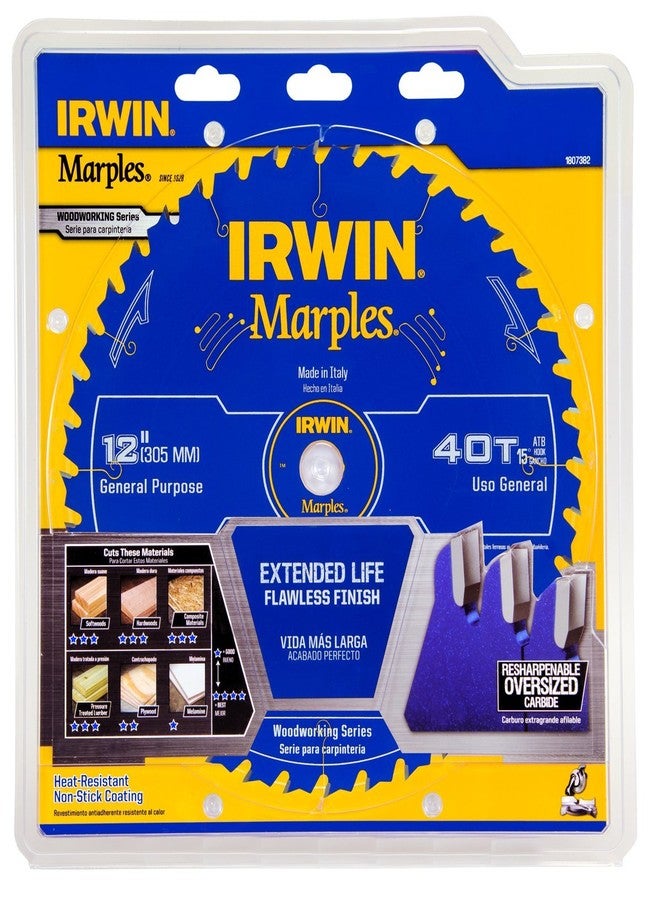 Irwin Tools 1807382 Marples Laser Cut 12-Inch 40-Tooth Alternate Tooth Bevel Circular Saw Blade - Image 2