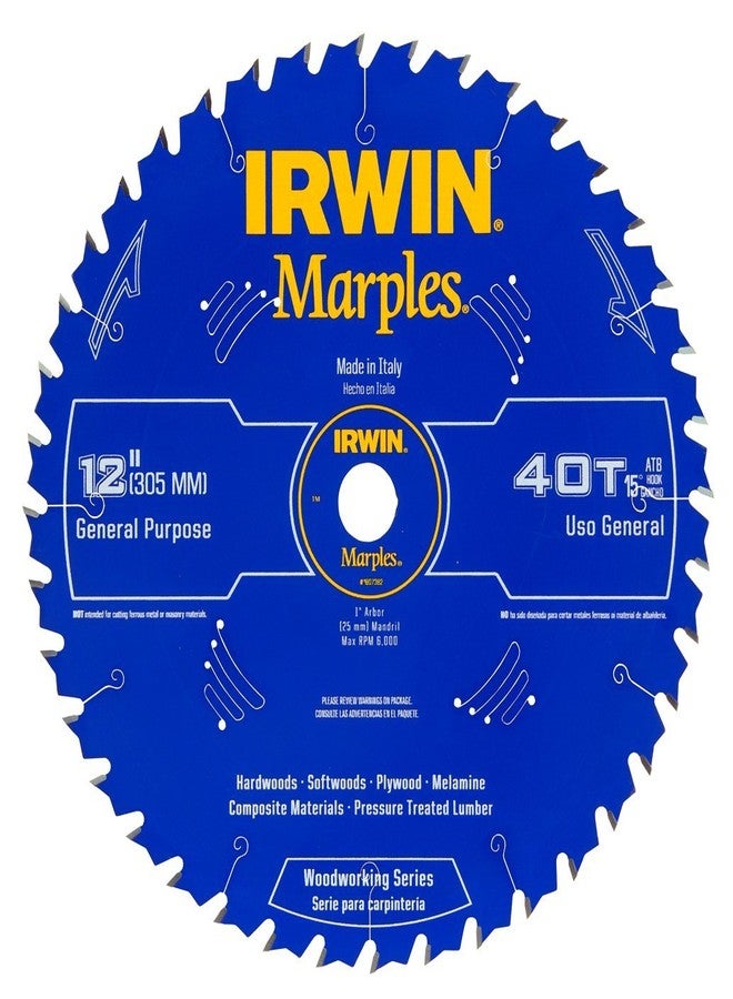 Irwin Tools 1807382 Marples Laser Cut 12-Inch 40-Tooth Alternate Tooth Bevel Circular Saw Blade - Image 1