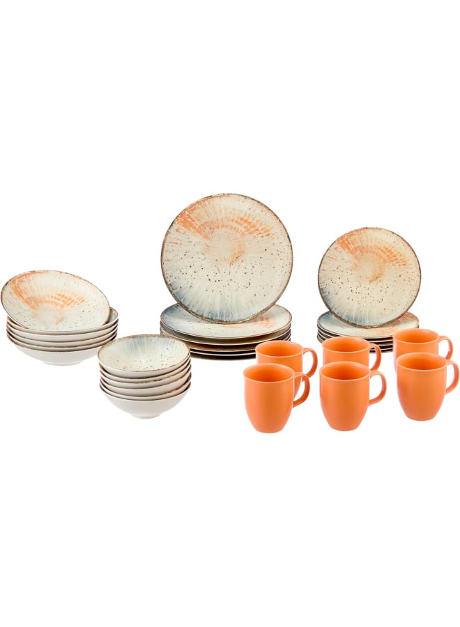 زينيا طقم عشاء من الخزف الصيني "زينيا" من تصميم فتحي محمود، رقم الموديل DG-23876، مكون من 30 قطعة (6 أطباق عشاء - 6 أطباق شوربة - 6 أطباق حلوى - 6 أوعية - 6 أكواب) - Image 1