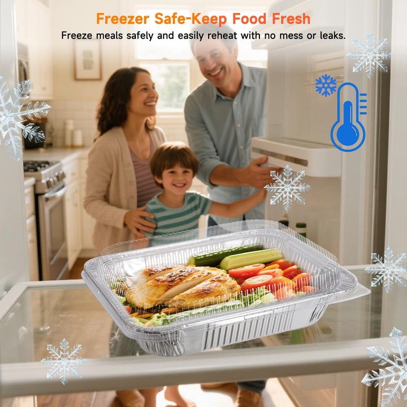 Lideropa Aluminum Pans with Clear Lids 9x13-10 Pack Aluminum Foil Pans, Heavy Duty Disposable Pans for Cooking, Storing, Prepping, and Freezing Food - Image 4