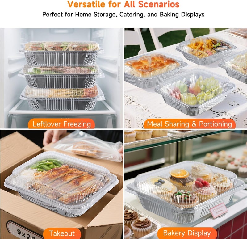 Lideropa Aluminum Pans with Clear Lids 9x13-10 Pack Aluminum Foil Pans, Heavy Duty Disposable Pans for Cooking, Storing, Prepping, and Freezing Food - Image 5