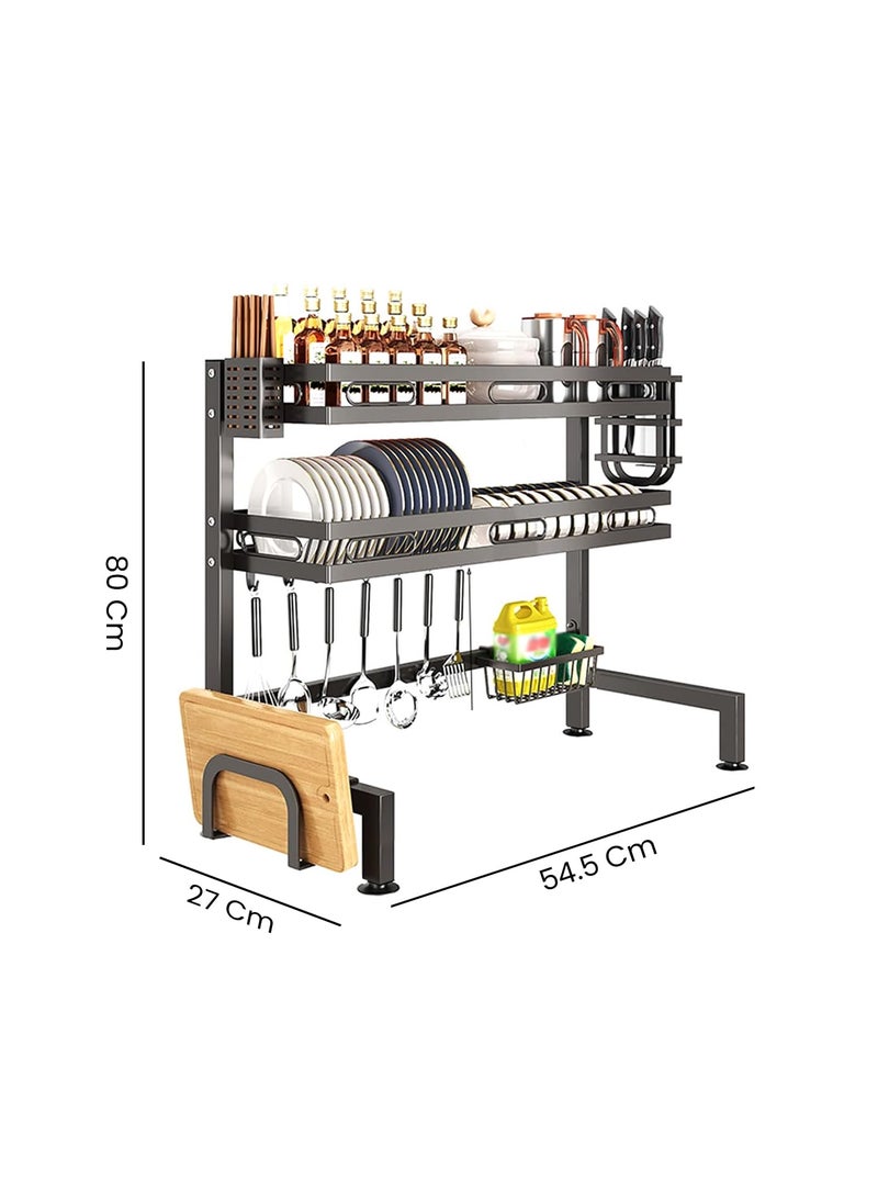 iBELL IBELL Over Sink Dish Rack for Kitchen, Bartan Stand for Drying, Carbon Steel, 2 Layer, Drainer Shelf/Kitchen Organizer/Utensils Storage – (IBLDR152 6252-2L, Black)  - Image 5