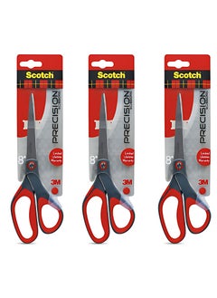 Scotch  3 Piece Precision 1448 8 Inch Scissors - Grey Red 