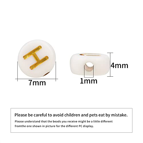 Xilitata 600pcs Acrylic Letter Beads Alphabet Gold Letters White Round Bead, 4x7mm, for Friendship Bracelets and Gifts Souvenir Jewelry Making - Image 2