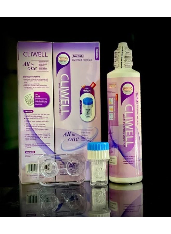 CLIWELL Multi-Purpose Solution All in One 250 ml - With Free Lens Wash
