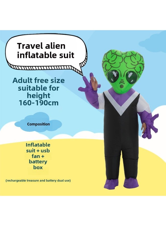 Adult Funny Costume Performance Funny Cartoon Doll Dress Up Props Area 51 Alien Inflatable Year Gift-Color:Travel Alien—adult  - Image 1