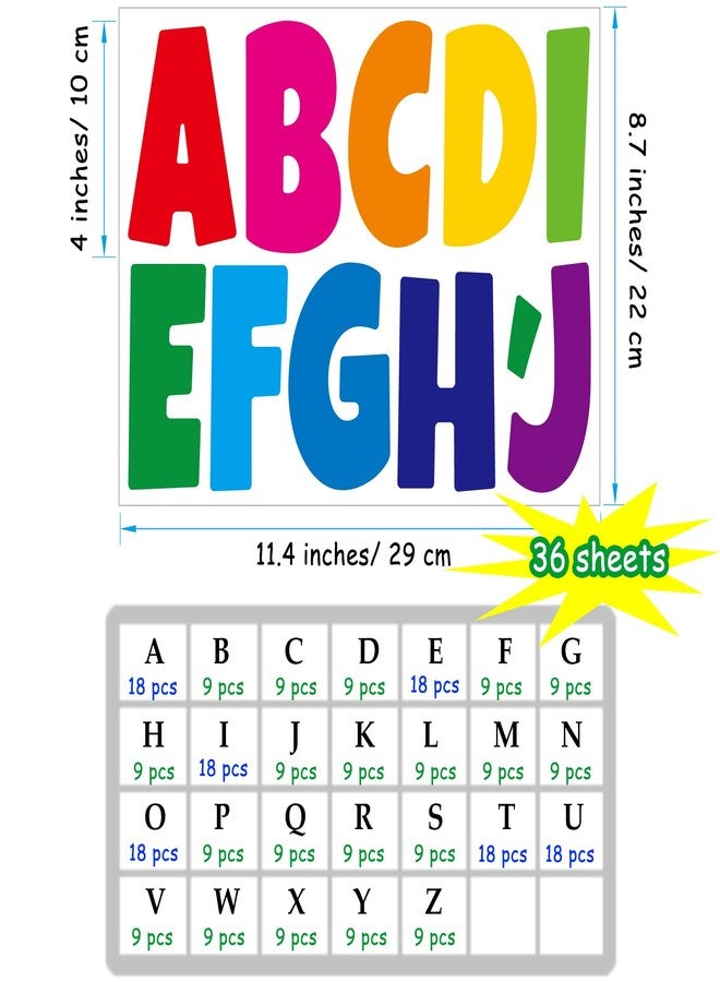 Bemeol Letter Stickers 378 Pcs Bulletin Board Letters for Classroom 4 Inch Alphabet Cutout Letters for Poster Board Display Home Classroom School Decor(Colorful) - Image 2