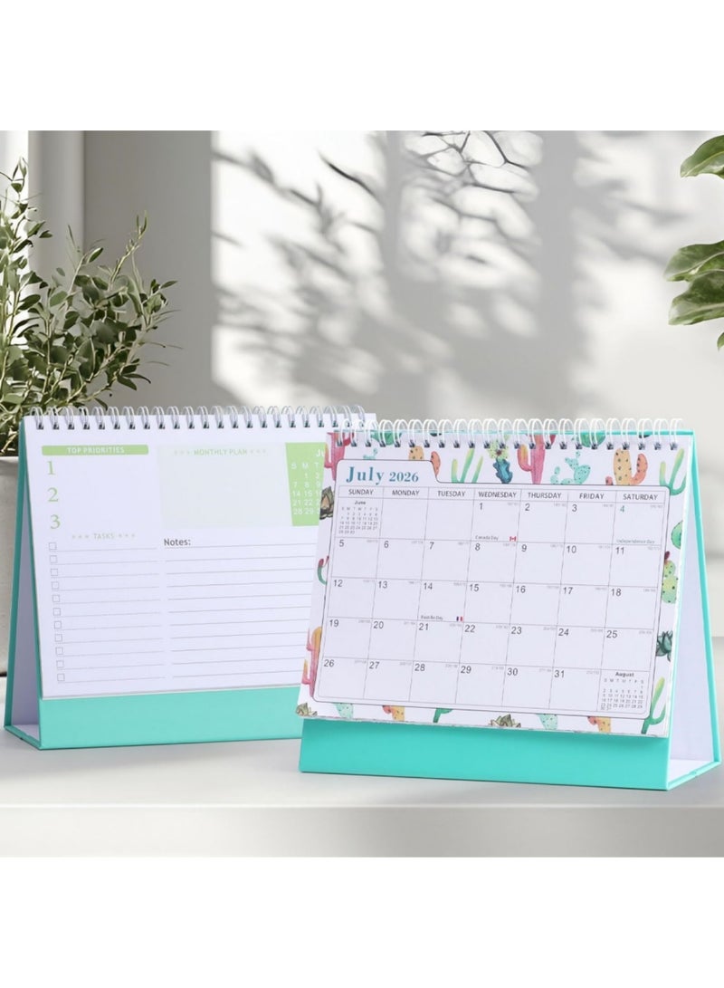سايكفو تقويم مكتبي 2026-2027، تقويمات زهرية (يناير 2026 - يونيو 2027)، تقويم قائم قابل للتقليب بورق سميك، شهر صغير للعرض، تقويمات سطح مكتب صغيرة للمدرسة والمكتب والمنزل 8 × 7 بوصة (زهرة) - Image 3
