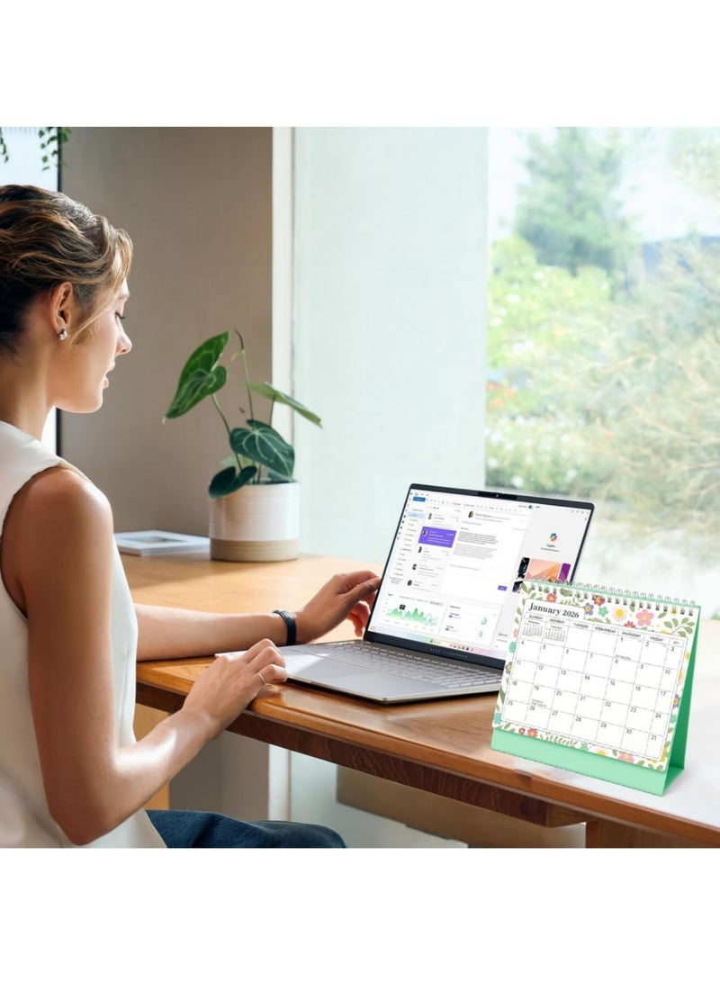 سايكفو تقويم مكتبي 2026-2027، تقويمات زهرية (يناير 2026 - يونيو 2027)، تقويم قائم قابل للتقليب بورق سميك، شهر صغير للعرض، تقويمات سطح مكتب صغيرة للمدرسة والمكتب والمنزل 8 × 7 بوصة (زهرة) - Image 4