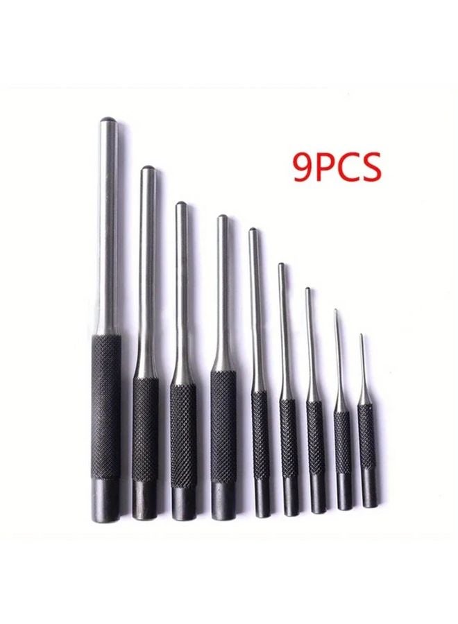 9pcs Steel Round Head Punch Set Professional Hollow End Starter Punch Chisel Tool Kit - Image 1