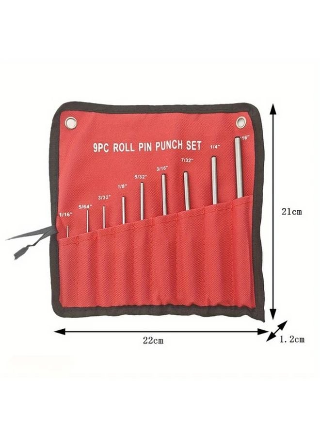 9pcs Steel Round Head Punch Set Professional Hollow End Starter Punch Chisel Tool Kit - Image 4