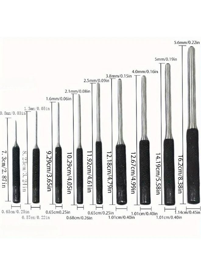 9pcs Steel Round Head Punch Set Professional Hollow End Starter Punch Chisel Tool Kit - Image 5